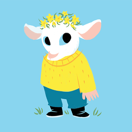 illustration of the lamb-human hybrid from the A24 horror movie Lamb