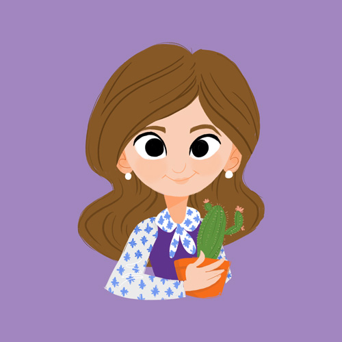 illustration of Janet from The Good Place with a cactus